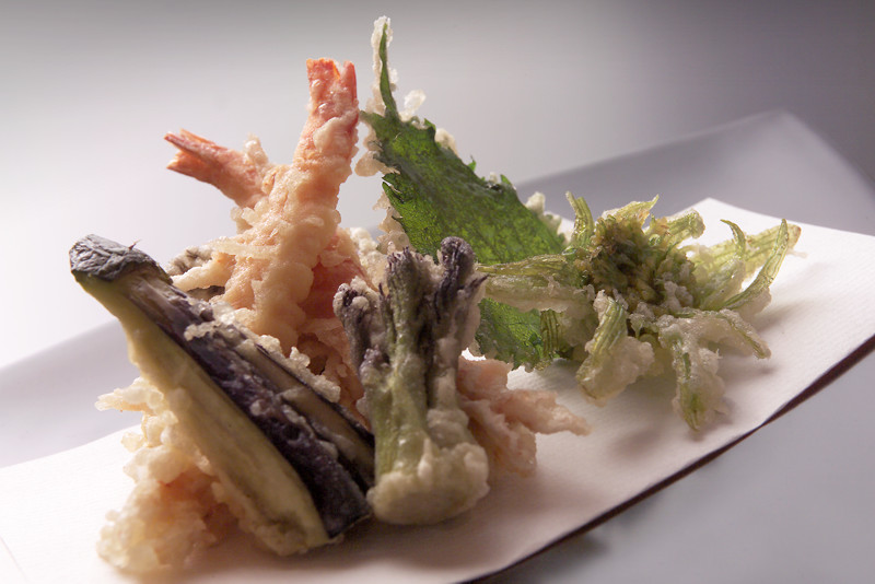 活車海老と野菜の天ぷら